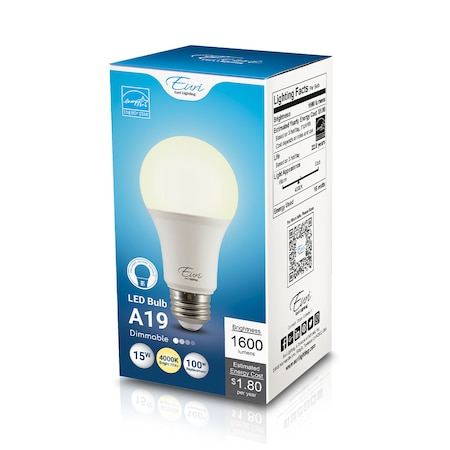 Euri Lighting LED A19 100W Dim ES EA19-15W2040e